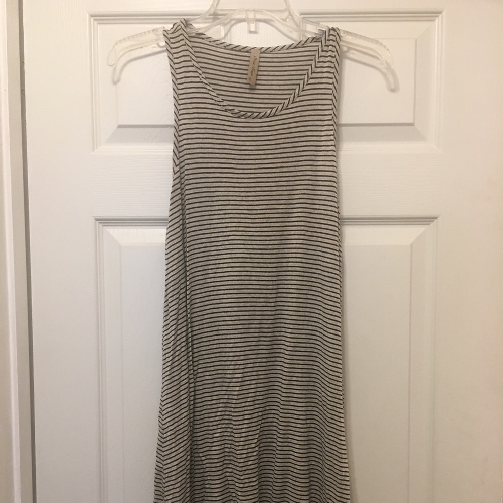 Navy/black and tan striped tank dress